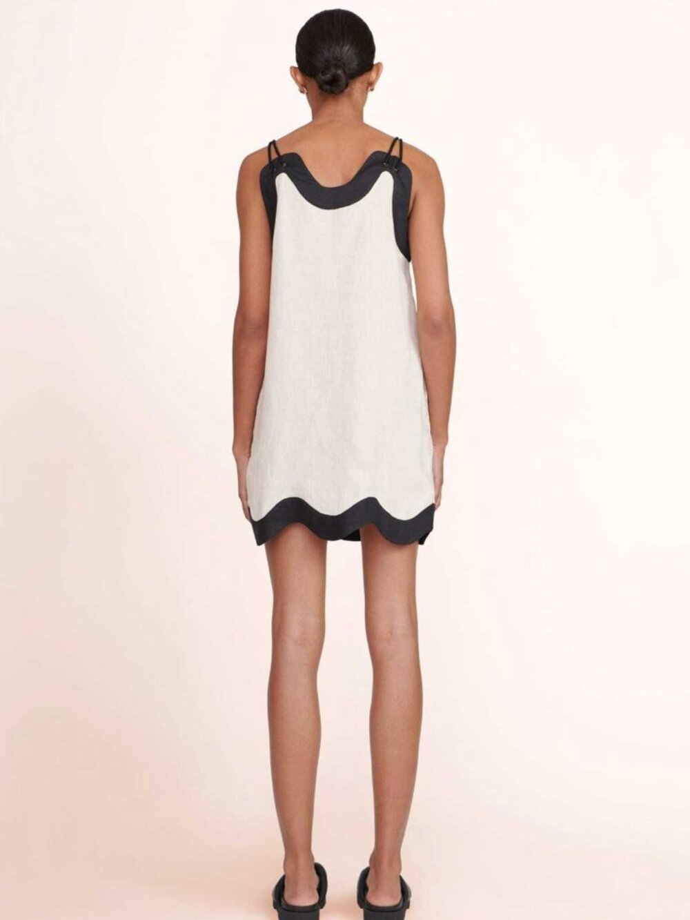 STAUD Renata Two-Toned, Scalloped, Linen Dress- Small. NWT - Picture 3 of 7
